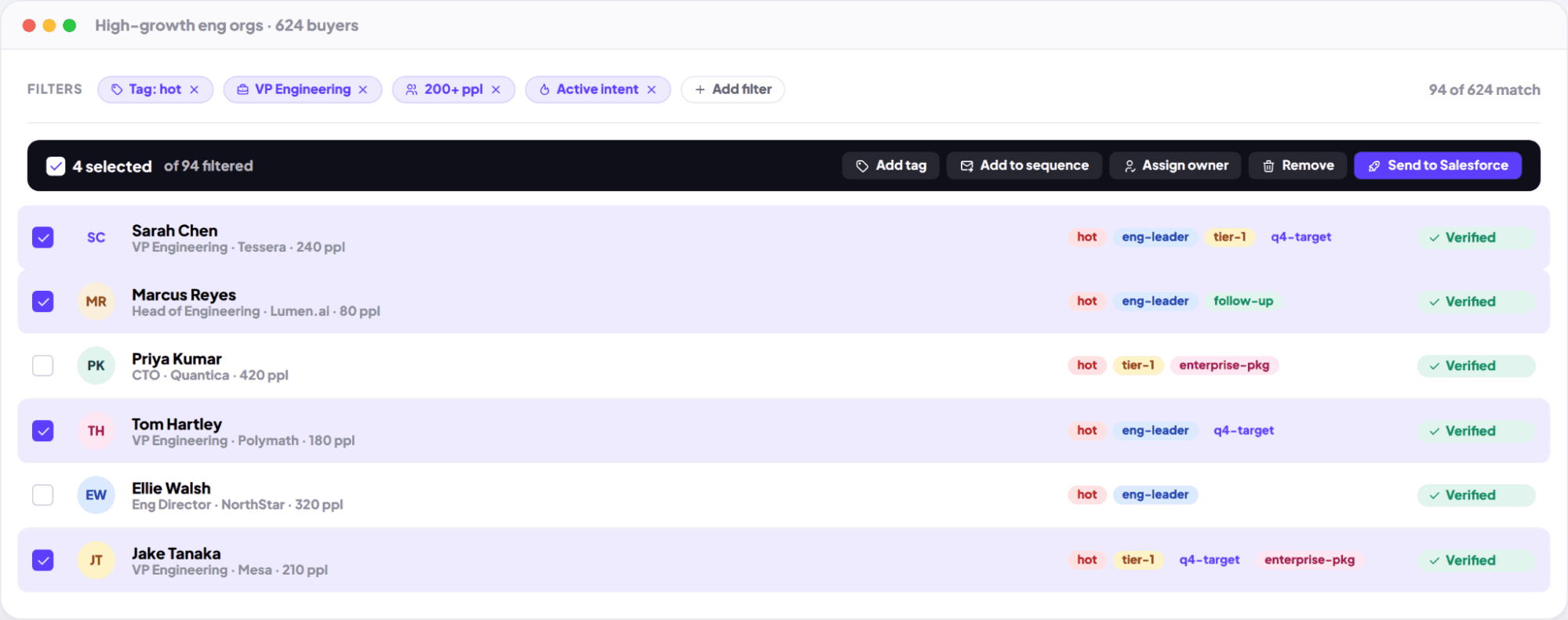 Lists - Filters, tags, bulk actions (image placeholder)